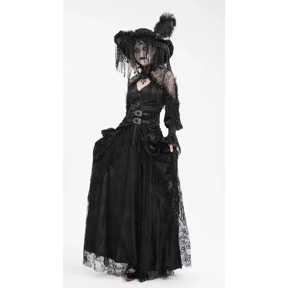 Devil Fashion Gothic Victorian High Waist Rose Velvet Aristocrat Skirt - Picture 15 of 17